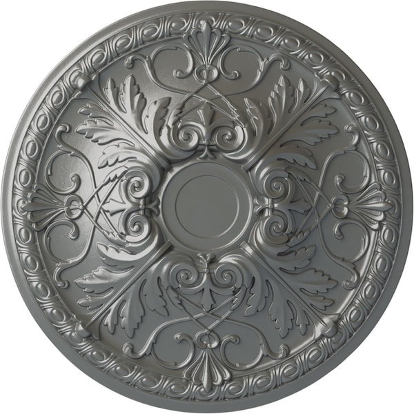 Ekena Millwork Tristan Ceiling Medallion (Fits Canopies up to 5 1/2"), Hand-Painted Silver, 26"OD x 3"P CM26TNSLS - main